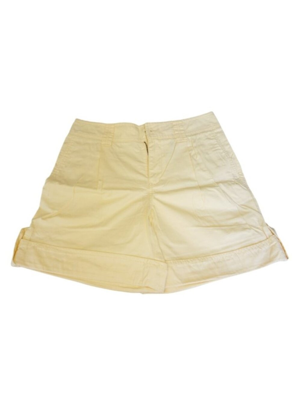 Eddie Bauer Women's Cotton Chino Shorts Yellow Cuffed 100% Cotton Size 2